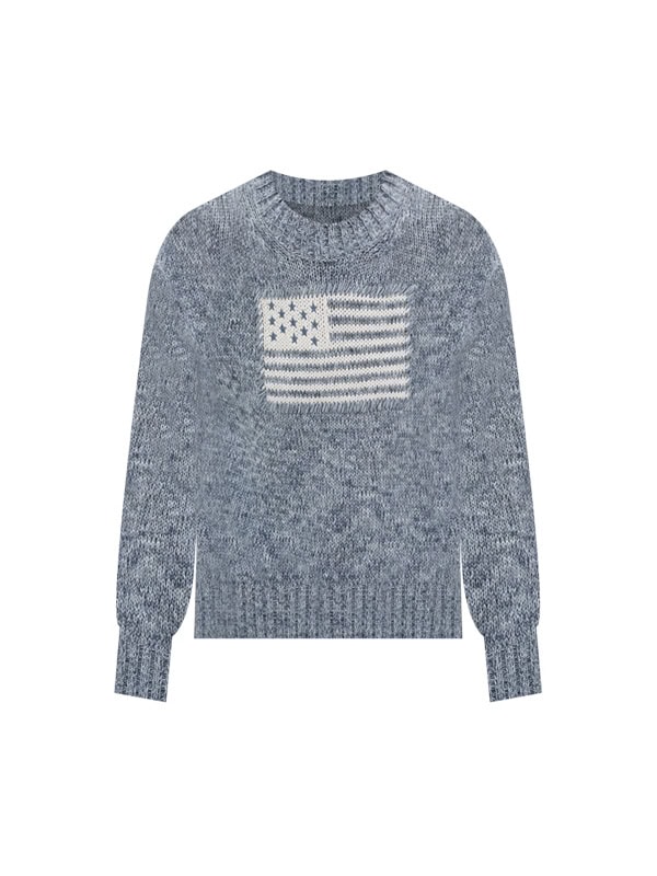Tuckernuck Marled Blue Cotton Americana Sweater