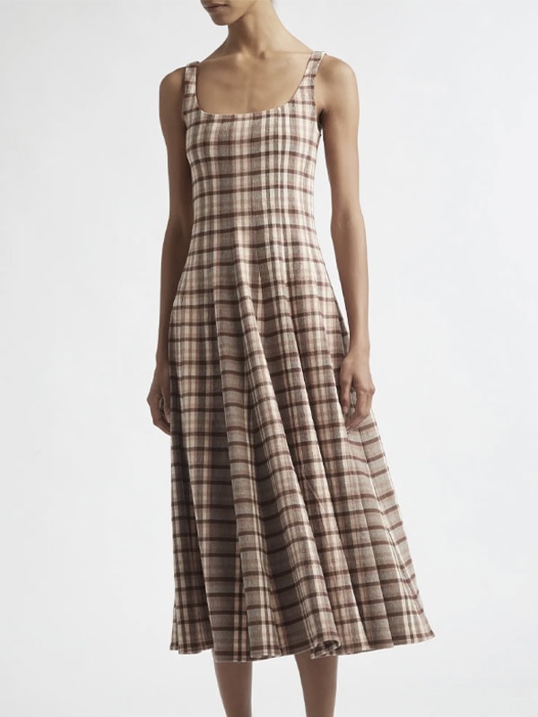 Wells Floral Stitch A-Line Midi Sundress STAUD
