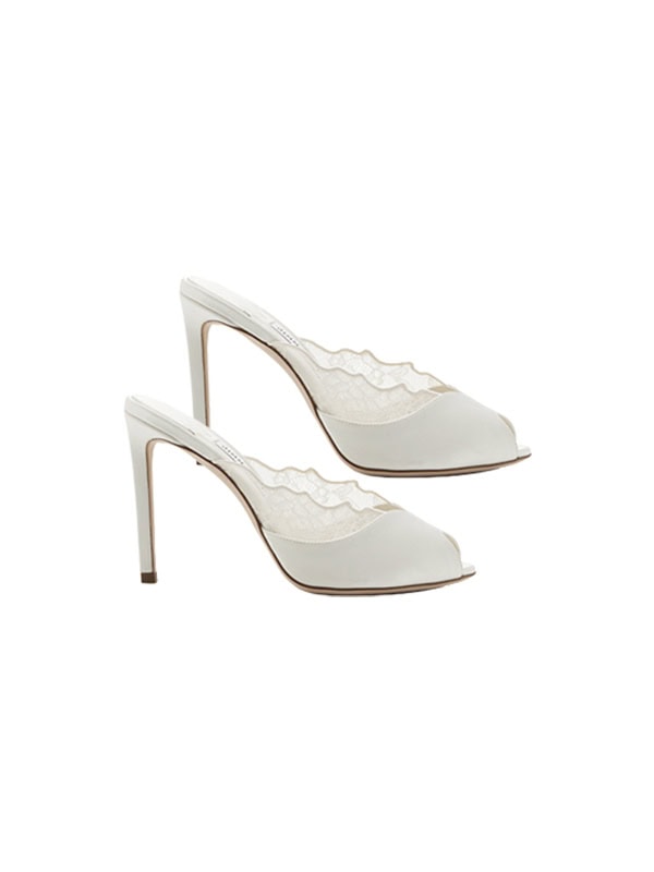 Jimmy Choo Brigitte Lace-Trimmed Satin Mules