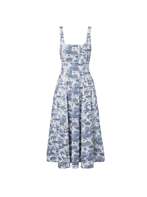 Staud Wells floral cotton poplin midi dress