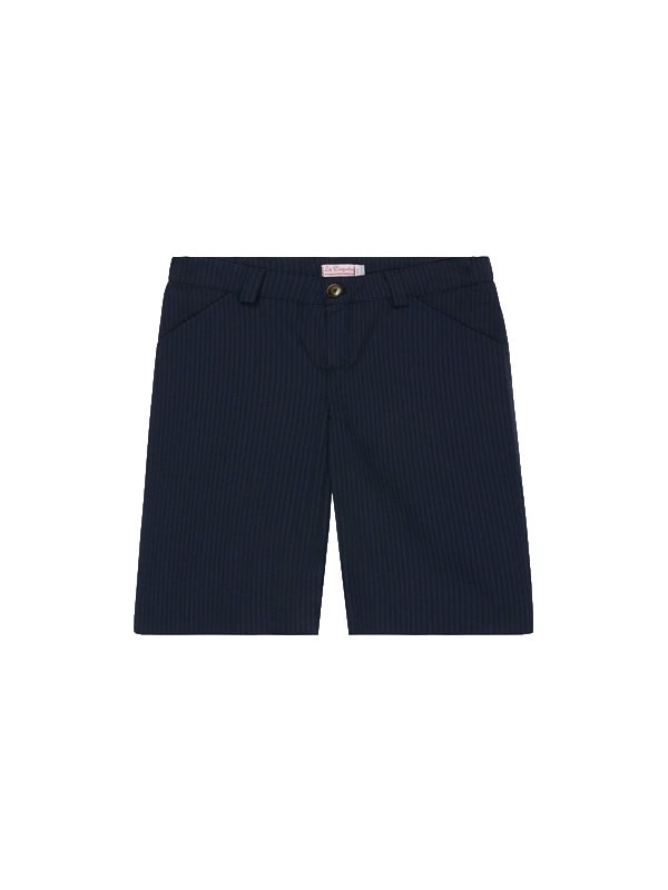 LA COQUETA Navy Seersucker Bocusi Boy Chino Shorts