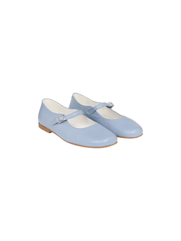 LA COQUETA Dusty Blue Leather Girl Mary Jane Shoes