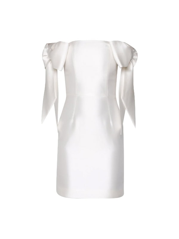 Alexia Maria Isabella Silk and Wool Mini Dress in White