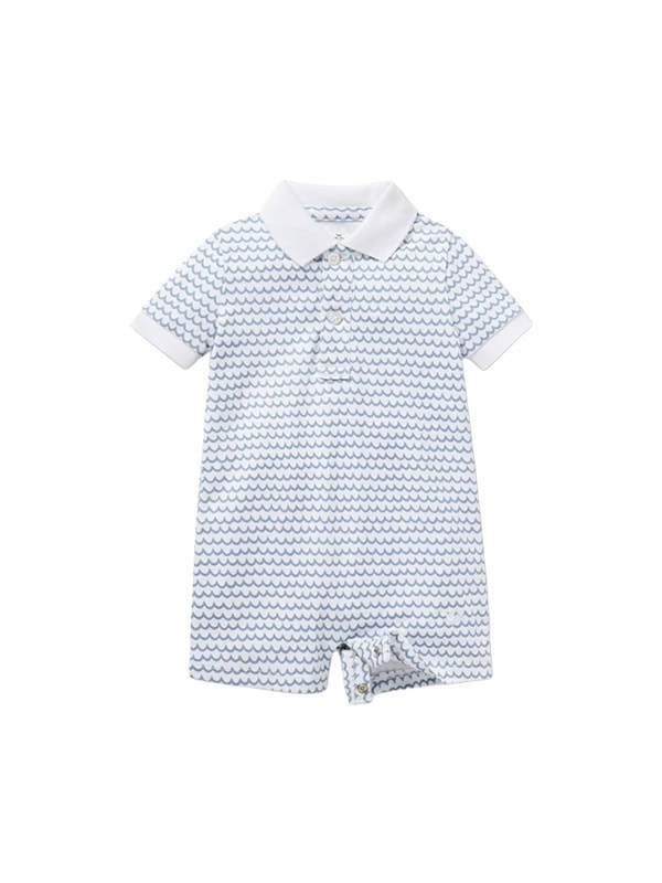 PETITE PLUME Baby's Pima Louis Play Romper in La Mer