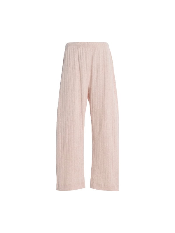 Leset Pointelle-Knit Cotton Crop Wide-Leg Pants
