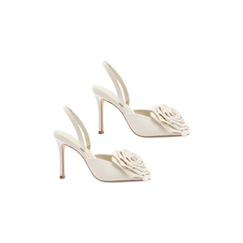 LARROUDE Scarlet Sandal White Satin Heels