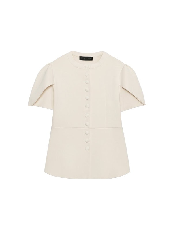 ZARA CARDIGAN WITH PUFF SLEEVES AND SLITS