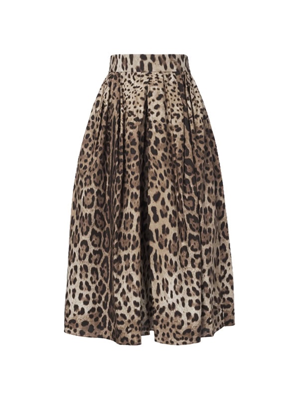 Dolce&Gabbana Leopard-print cotton midi skirt