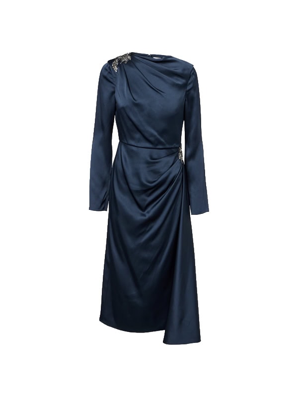 Erdem Crystal-embellished satin cady cocktail dress
