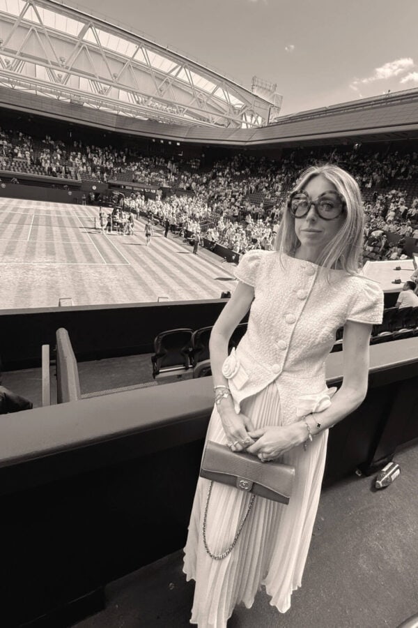 Photo of emily's skirt and top outfit at Wimbledon