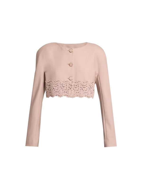 Chloé Guipure Lace & Wool Crop Cardigan