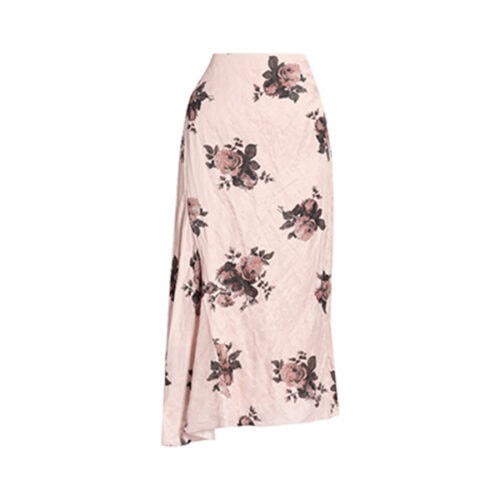 ERDEM Floral Crushed Satin Draped Midi Skirt