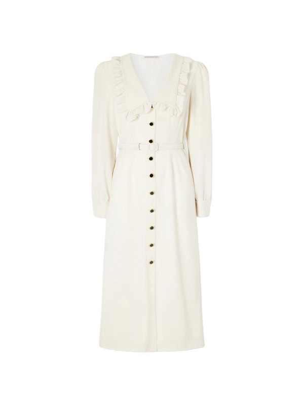 ALESSANDRA RICH Belted virgin wool-crepe midi dress