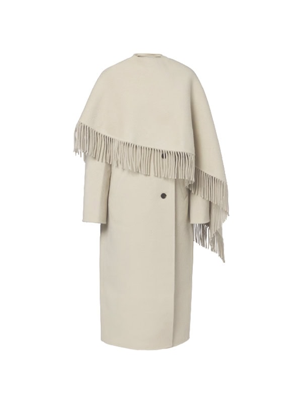 Róhe Fringed caped alpaca and wool coat