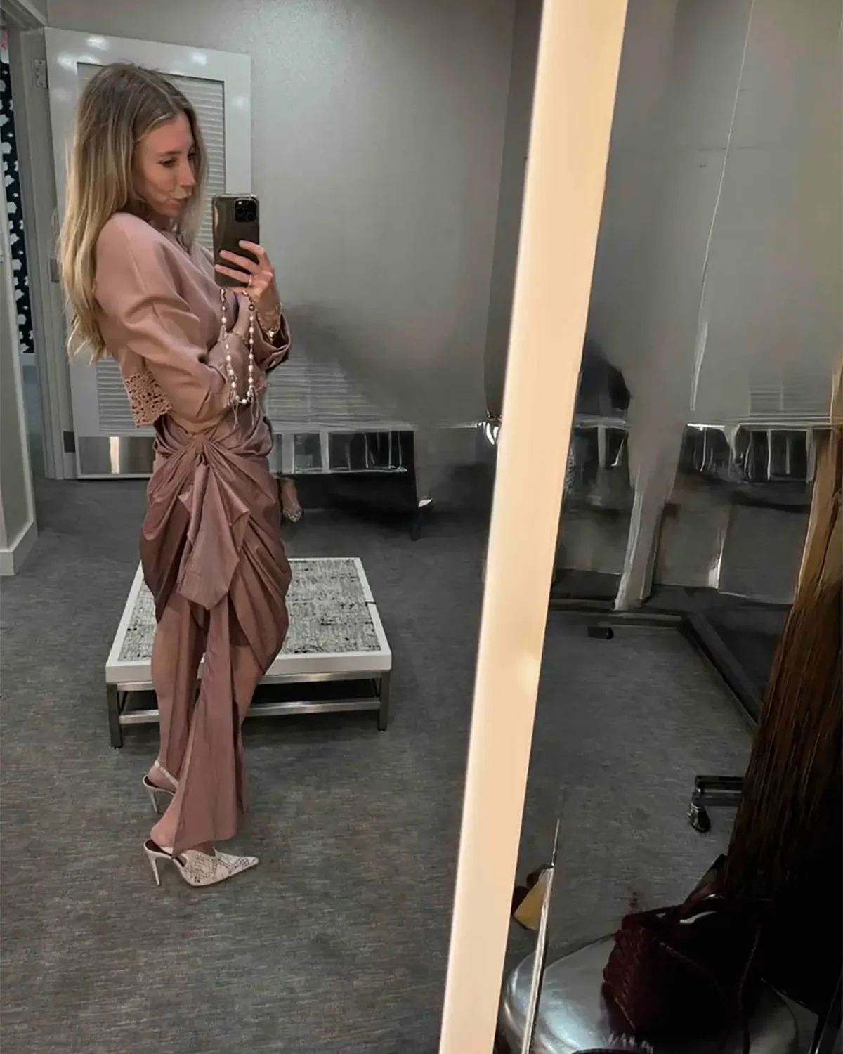 Chloé Technical Satin Mid-Length Wrap Skirt Pink