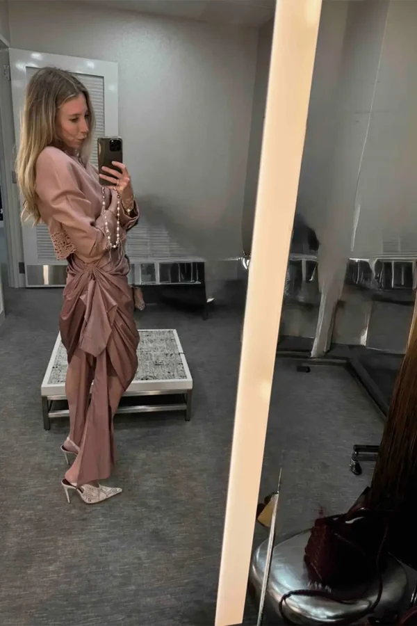 Chloé Technical Satin Mid-Length Wrap Skirt Pink