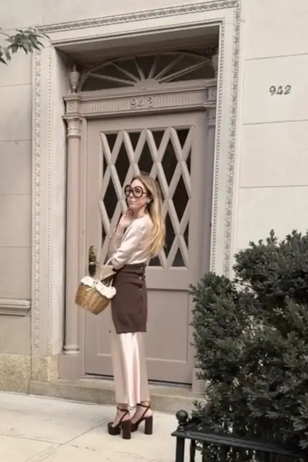 Emily wearing brown and pink fall 2026 outfit