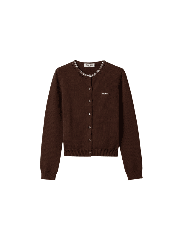 miu miu brown cotton cardigan