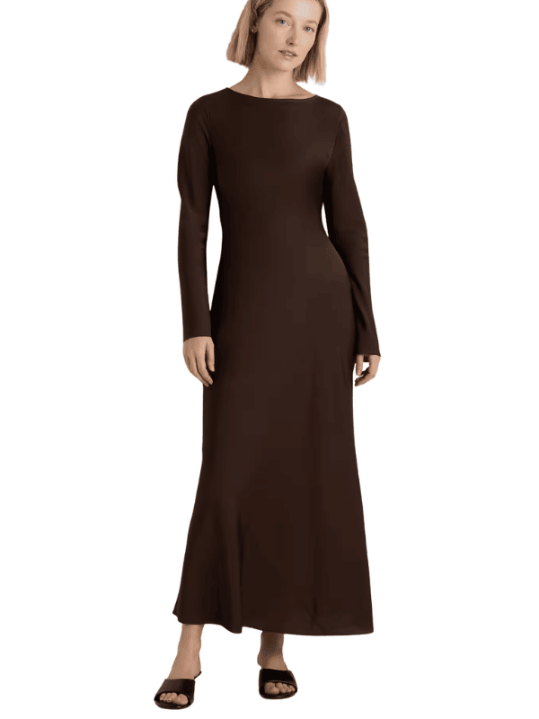 quince brown long sleeve dress