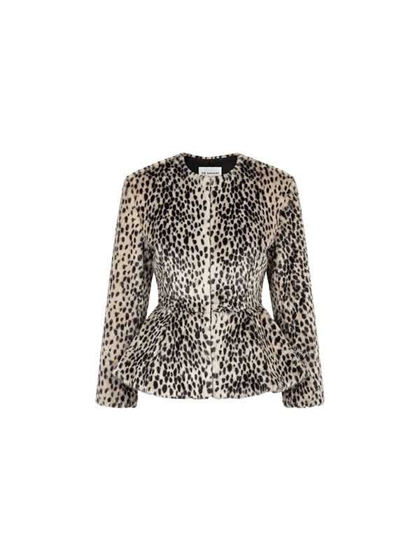 Dalmatian Faux Pony Hair Peplum Jacket