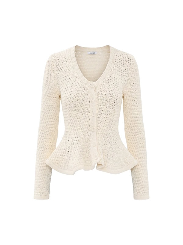 Pistola Elina Peplum Openwork Cardigan