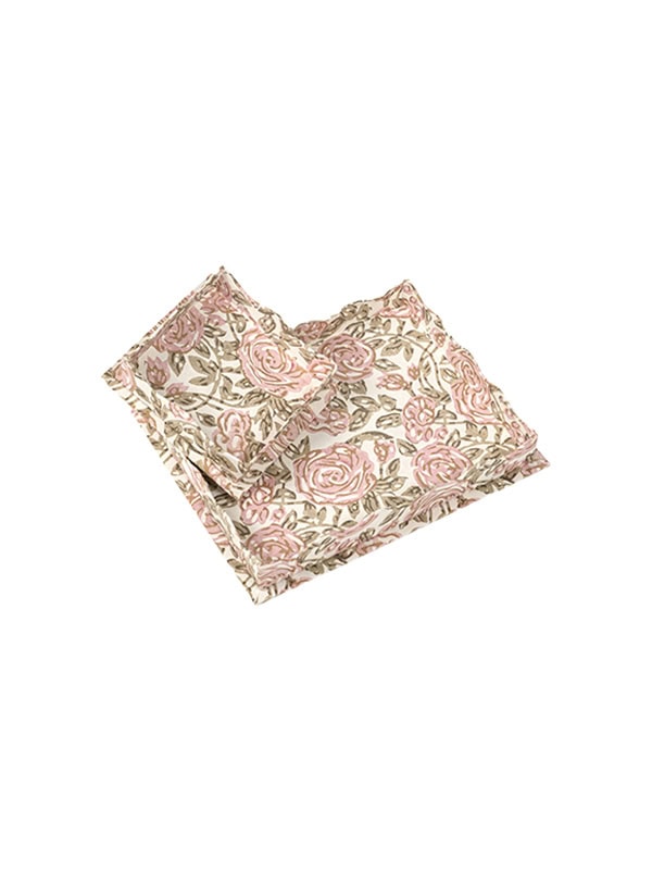 INNER CHILD Nesting Scalloped Blockprint Trays in Rose Garden