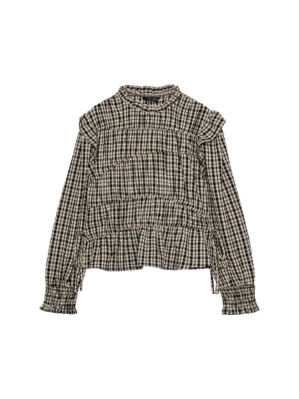 ZARA PLAID RUFFLE BLOUSE