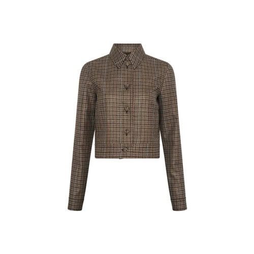 GABRIELA HEARST Thereza Jacket in Camel Multi Wool Silk Houndstooth
