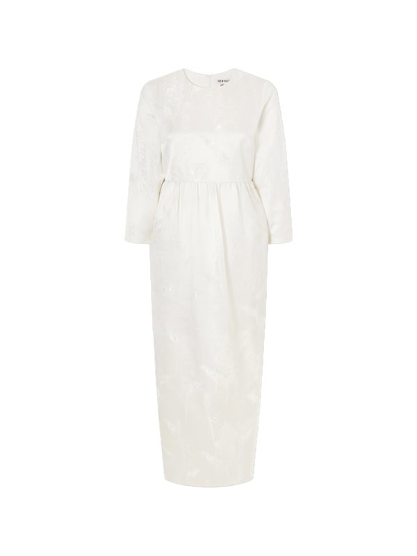 BERNADETTE Lenny gathered floral-jacquard satin midi dress