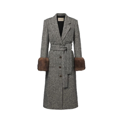 long wool coat with fur cuffs