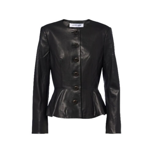Black Veronica Beard Leather Jacket Peplum