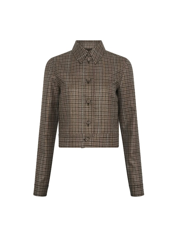 GABRIELA HEARST Thereza Jacket in Camel Multi Wool Silk Houndstooth