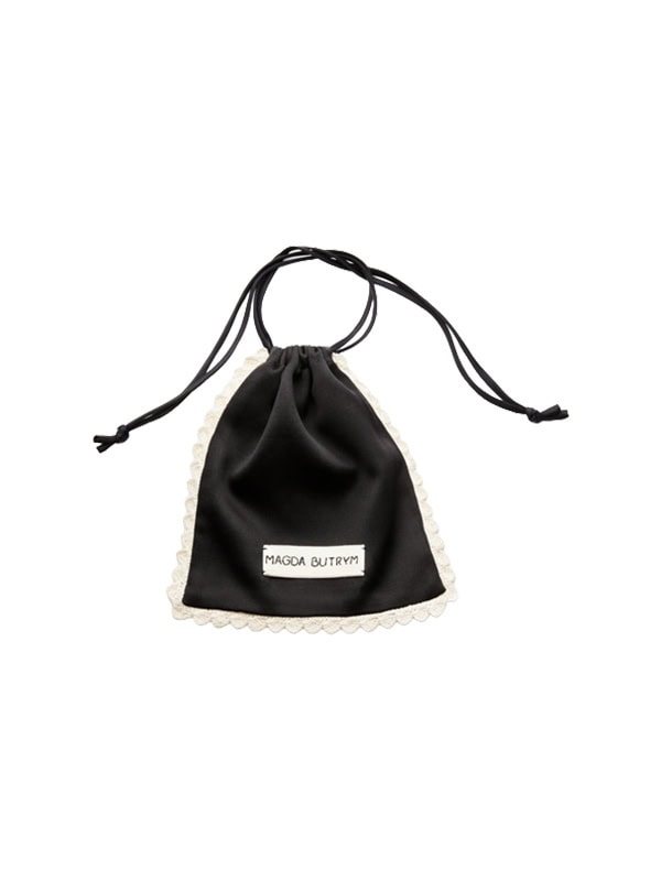 MAGDA BUTRYM Silk pouch with crochet trim in black