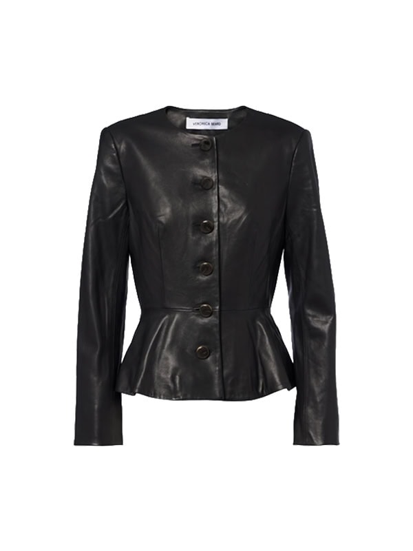Veronica Beard Quinn peplum leather jacket
