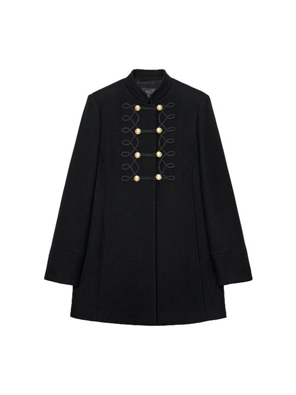 ZARA WOOL COAT WITH FROG FASTENING