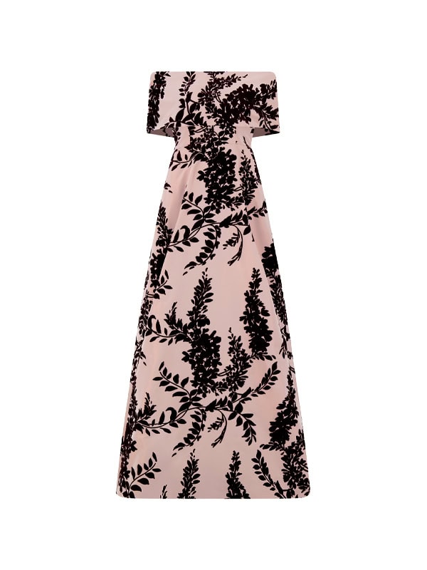 Lela Rose Flocked Taffeta Deedie Gown