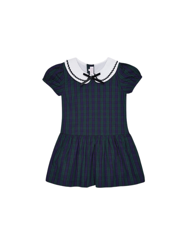 Navy Check Xana Girl Drop Waist Dress Holiday Card Outfits