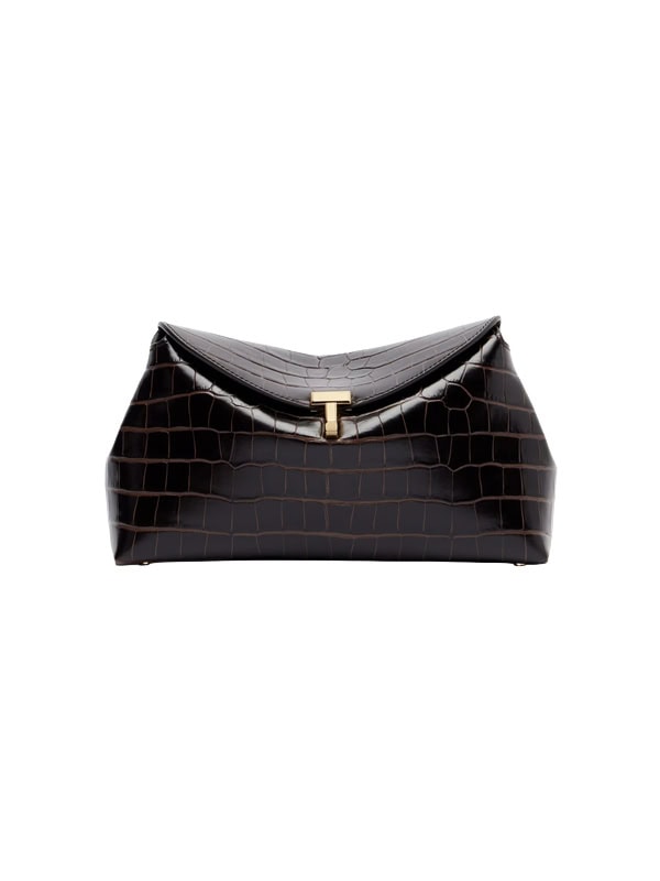 Toteme T-Lock croc-effect leather clutch